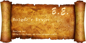 Bolgár Ervin névjegykártya
