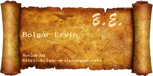 Bolgár Ervin névjegykártya