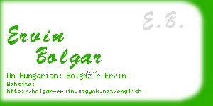 ervin bolgar business card